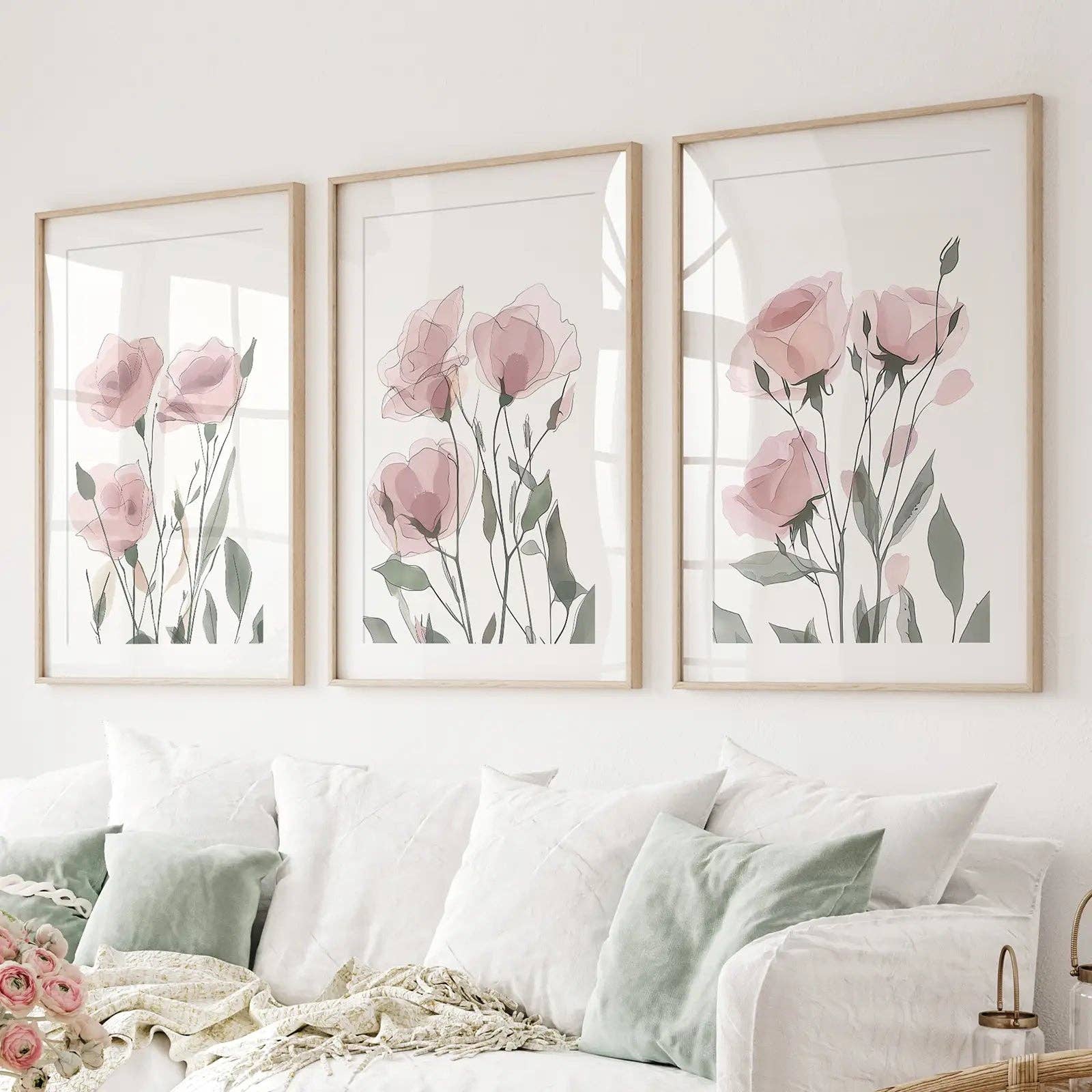 Art Lane – wholesale Wall art set – Watercolor Blush Pink Flowers Poster Decor4