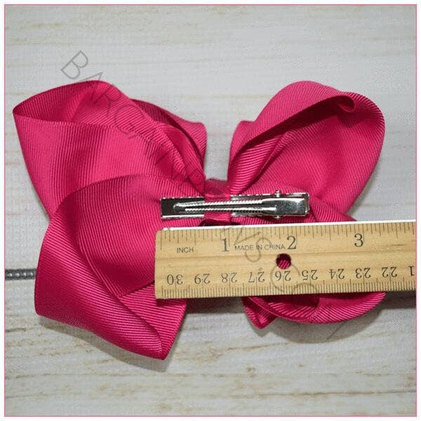 Bargain Bows - Wholesale Hair Bow - Kids - Double Stacked Basic 6 Inch Solid Color Hair Bow -Alligator Clip