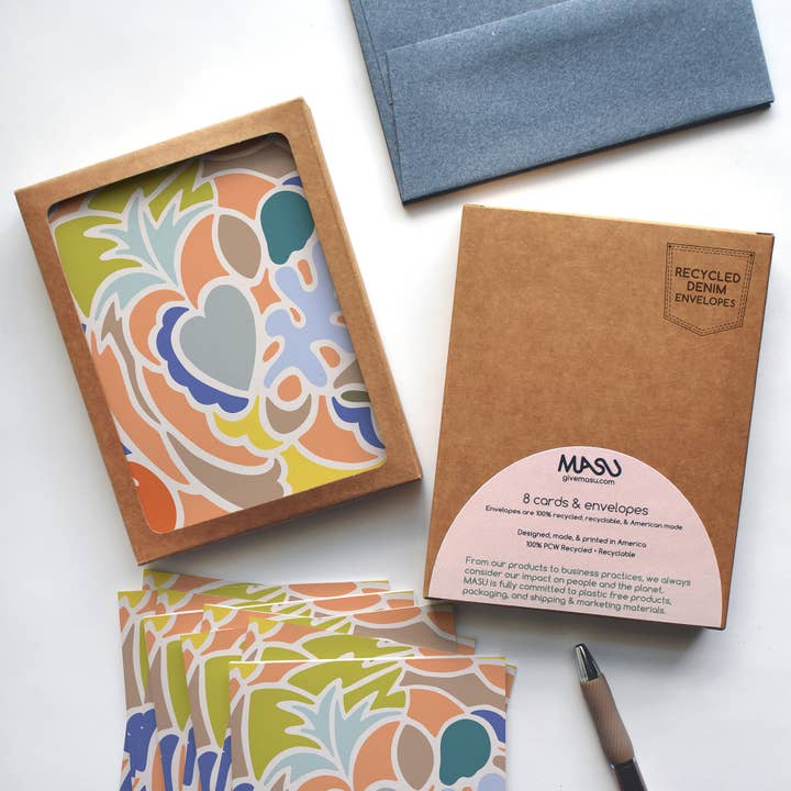 Modern abstrakt konst återvunnen gratulationskort | Set om 8 för wholesale av MASU