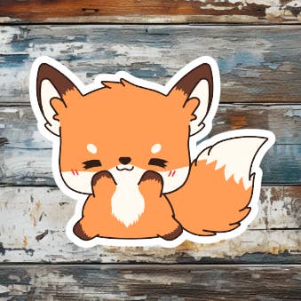 Cute Kawaii Fox Die Cut Vinyl Sticker for wholesale by Prairie Chicken Sticker Shop & Gifts