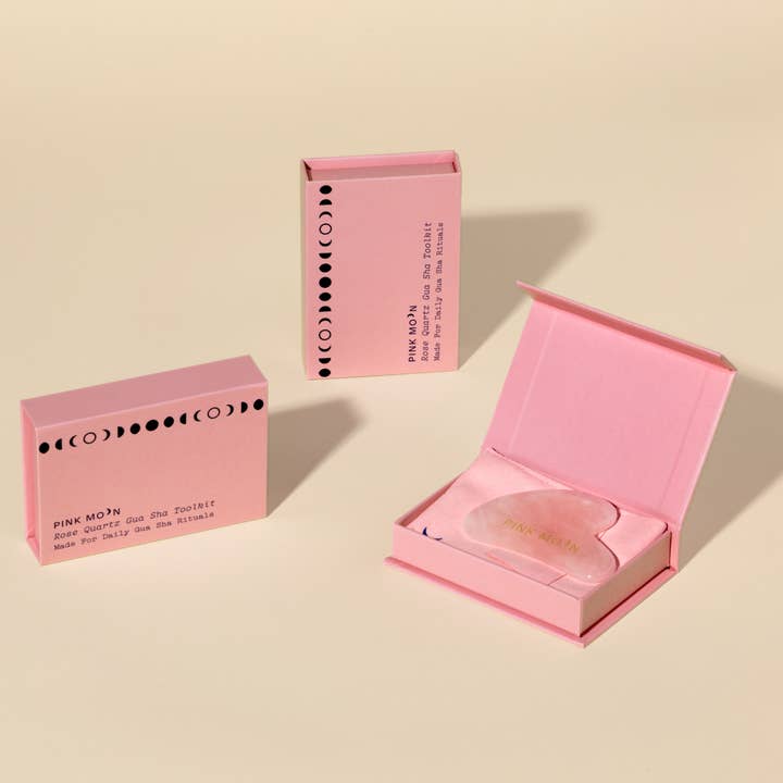 Pink Moon - Wholesale Gua Sha tool - Rose Quartz Gua Sha Toolkit - Ethically Made, AAPI Founded1