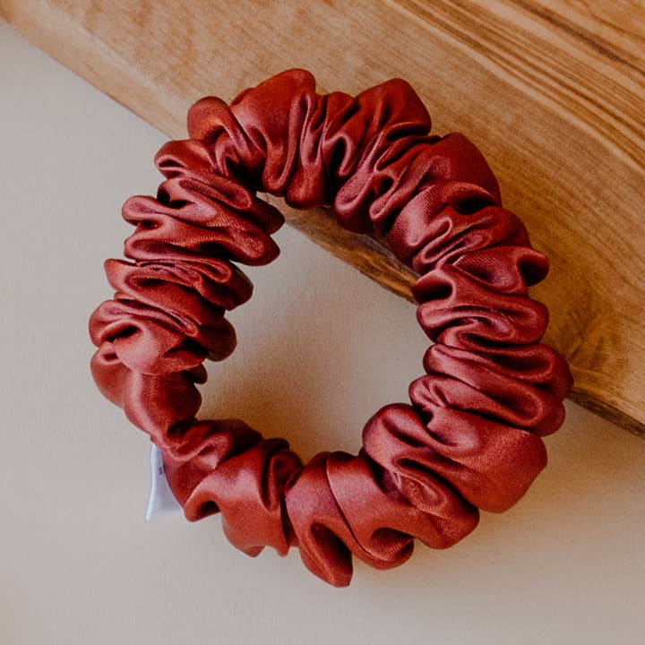 Mini Satin Amber Scrunchie for wholesale by Wild Rose Accessories