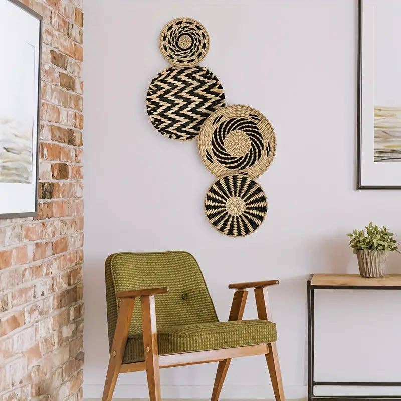 Kiyo Home - Wholesale Dimensionele/3D-muurkunst - Boho Decoratieve Geweven Wandmanden | Rotan Wanddecoratie14