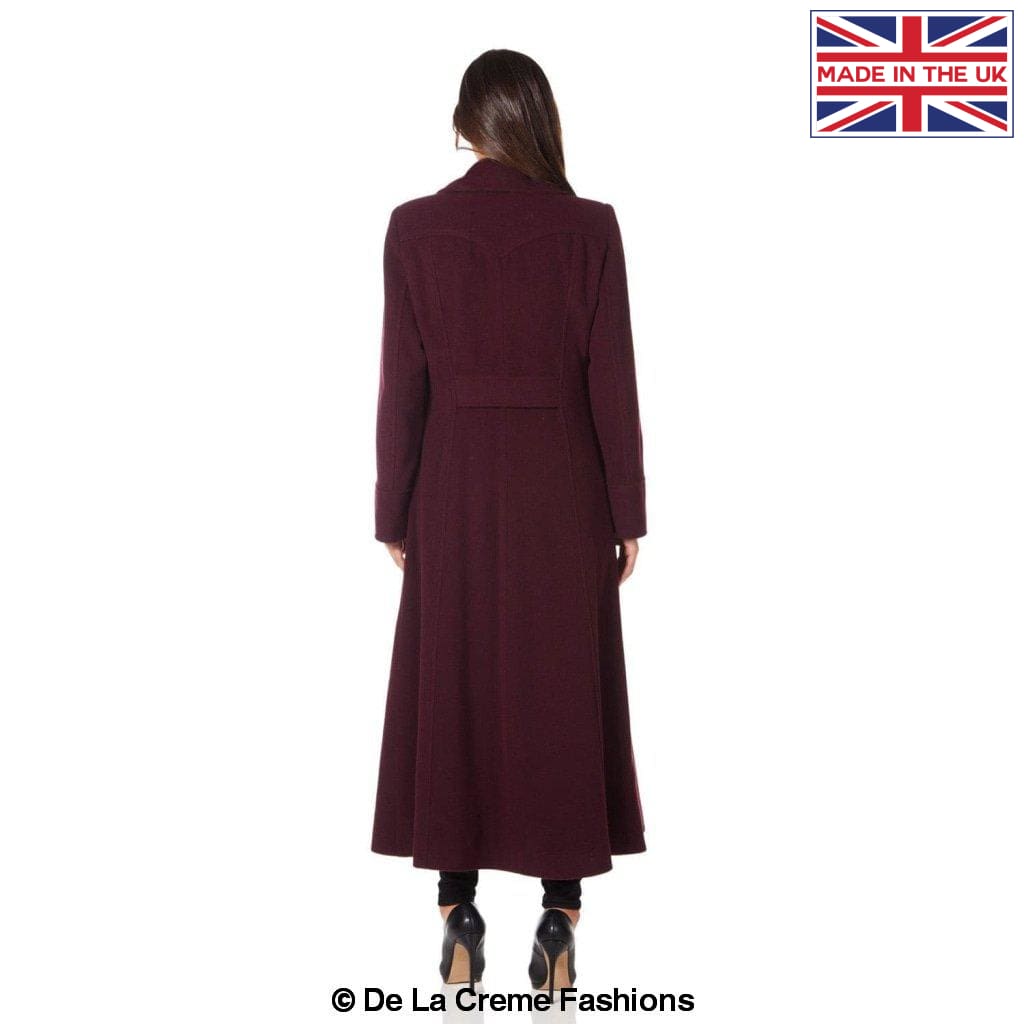 De La Creme Fashions - Vente Manteau – femme - Manteau maxi à double boutonnage en laine et cachemire mélangés pour femmes9