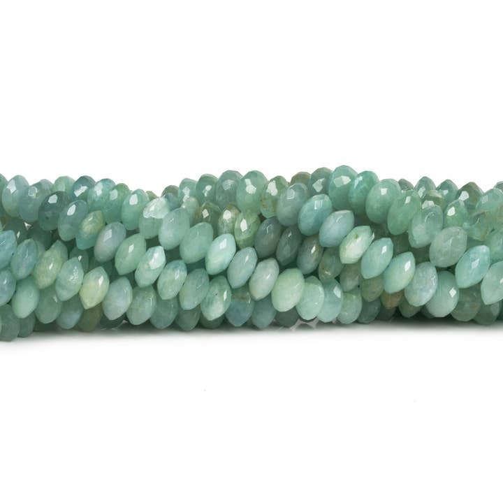 The Bead Traders - Wholesale Beads - 8-10mm Aquamarine Faceted Rondelles 16 inch 80 beads