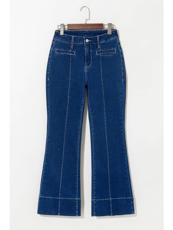 Sail Blue Western Center Seam Deep Wash Straight Jeans for wholesale on Faire3