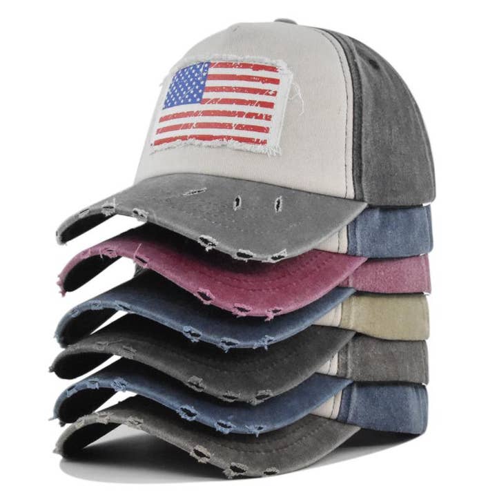 Fourth of July flag patch hat baseball cap for wholesale by MKS America