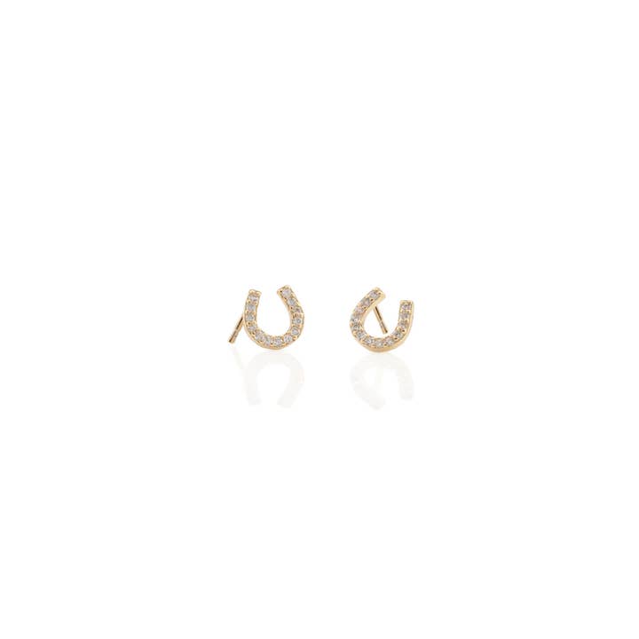 Horseshoe Crystal Stud Earrings 18K Gold Vermeil | Sterling Silver CZ Crystals Nickel Free Hypoallergenic Ships from CA for wholesale by Kris Nations