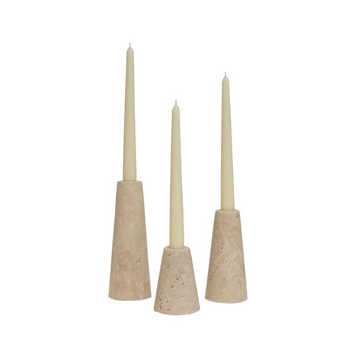 Arthur Cameron - Wholesale Candle Holder - Argyll - Travertine Conical Shaped Candlestick Holder