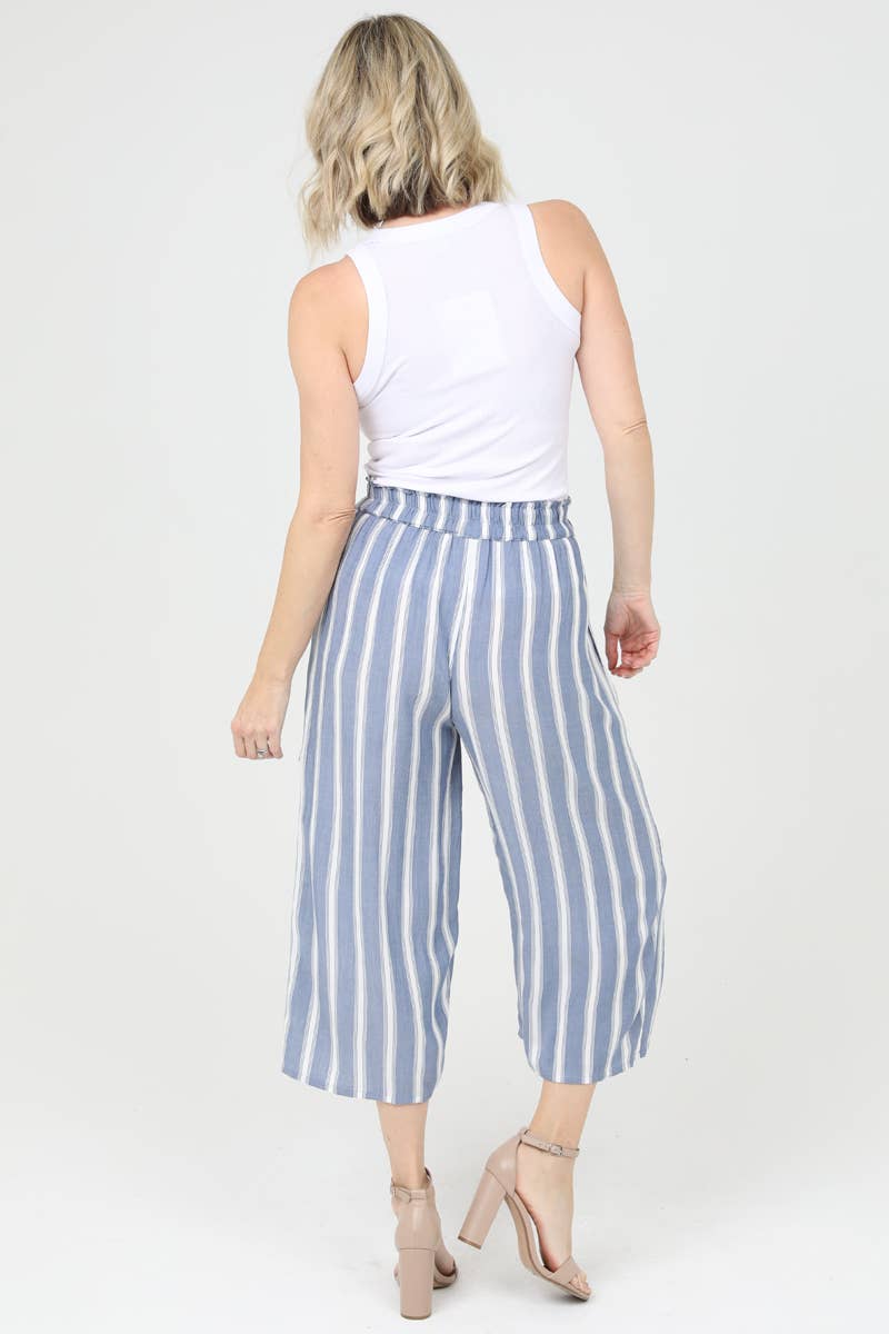 Nostalgia - Wholesale Pants - Women's - N5D09-RM42 STRIPED CROP LENGTH WIDE LEG PANTS2