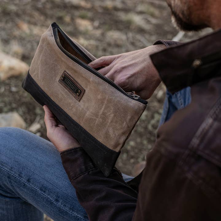 Barebones - Wholesale Pouch - Women's - Neelum Zipper Pouch Bag -Waxed Canvas Bag