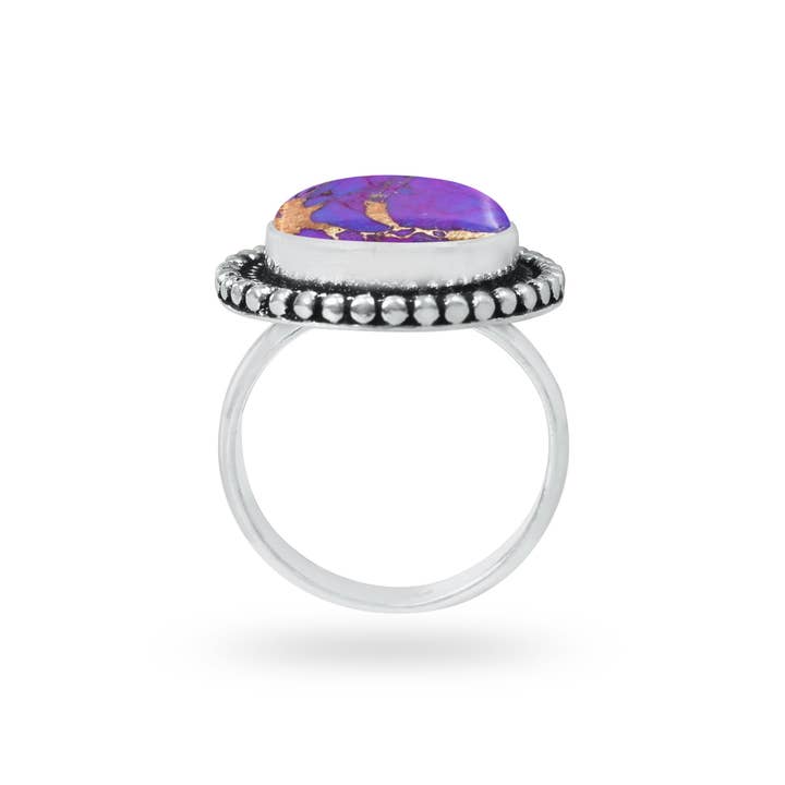 Handmade Jewels - Vente Bague de cocktail/de cérémonie - Bagues en turquoise cuivrée violette – Fait main, plaqué argent, bohème (sur commande)1