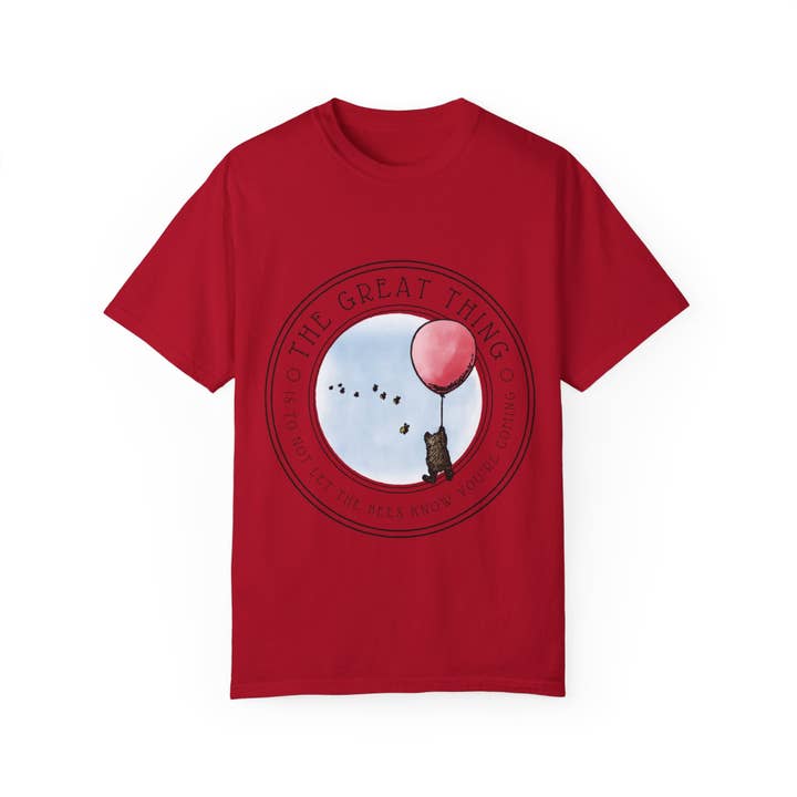 Terry Heath Art – wholesale T-shirts med screentryck – Unisex – Klassisk Nalle Puh litterär T-shirt, A Milne Citat The Great Thing, Bookish present till bokälskare, Bookworm