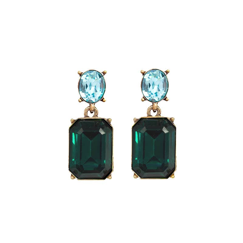 Last True Angel – Großhandel Ohrhänger – Ovale Zwillings-Edelstein-Ohrstecker in Smaragd & Aqua0