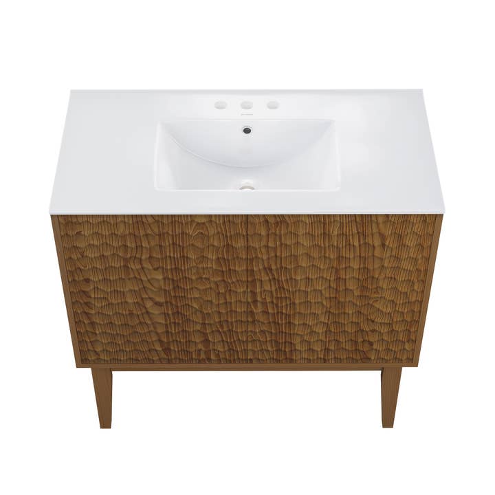 Swiss Madison - Wholesale Cabinet - Bosse Freestanding Bathroom Vanity Brown Oak with Sink Top5