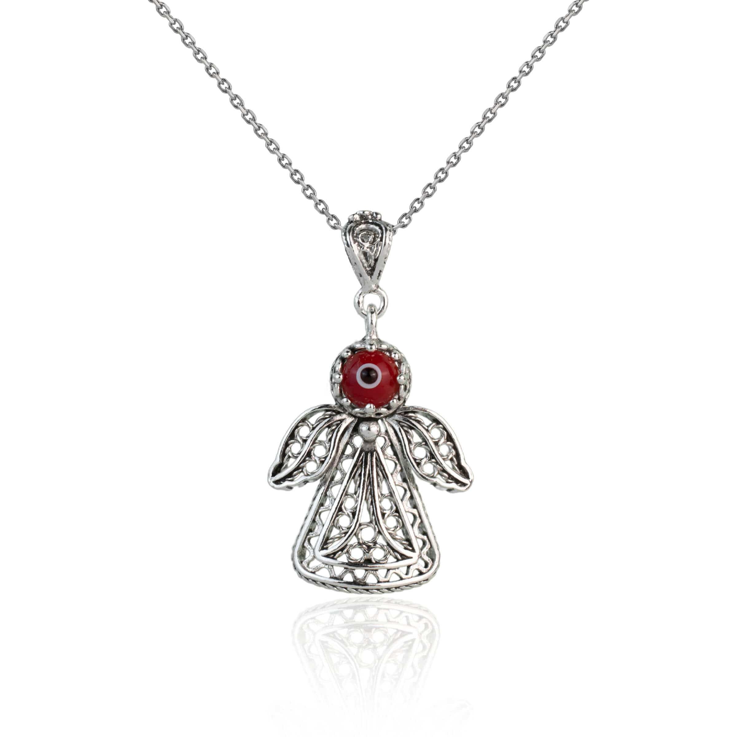 Filigranist Jewelry – Großhandel Kette mit Anhänger/Charm – Halskette mit filigranem Kunstmotiv aus Sterlingsilber mit Engelsfigur für Frauen0