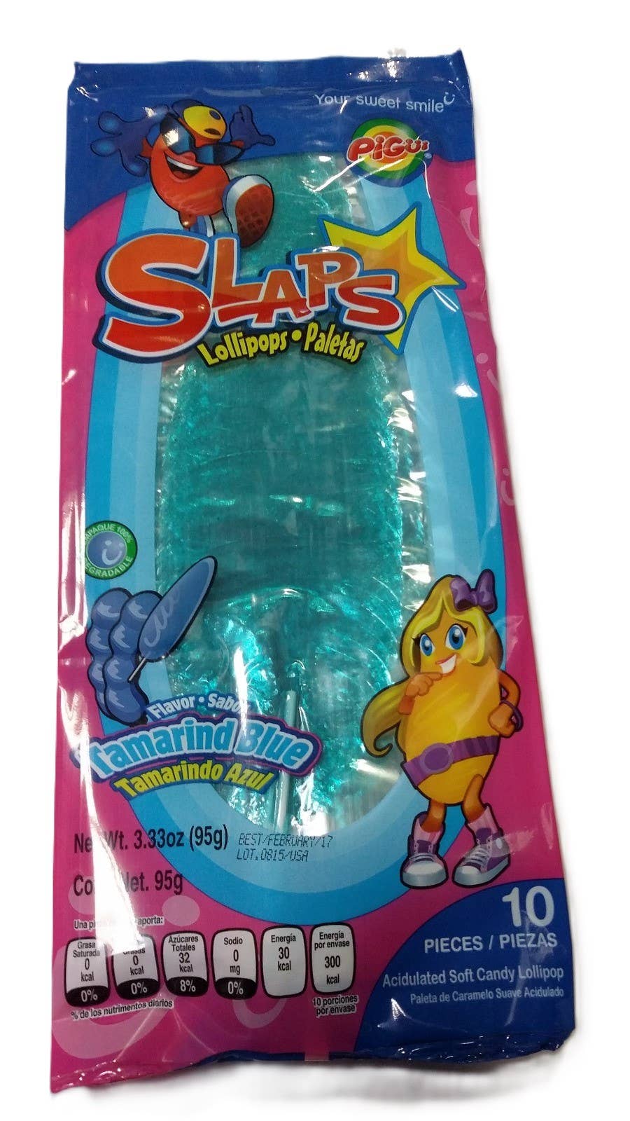 Grandpa Joe's Candy Shop - Wholesale Pickled Vegetables - Piqui Original Slaps Tamarind Blue 10pc, 25ct0