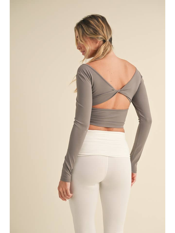 KIMBERLY C - Wholesale Athletic Top - Women's - Twist Back Long Sleeve Top42