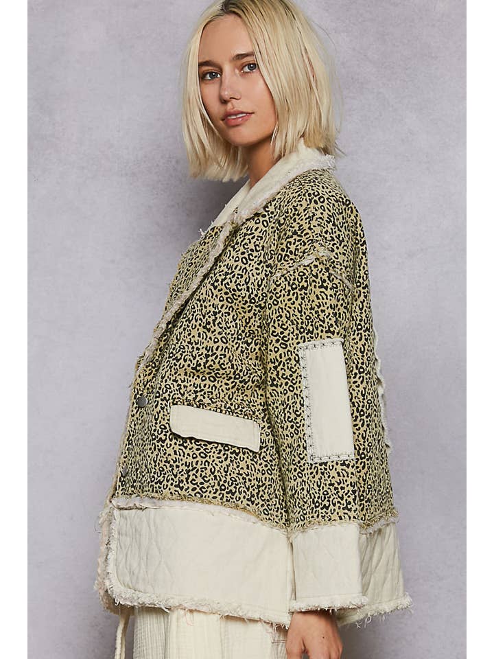 Pol Clothing - Wholesale Jacket – Women's - Colorblocked twill patch studded back heart jacket8