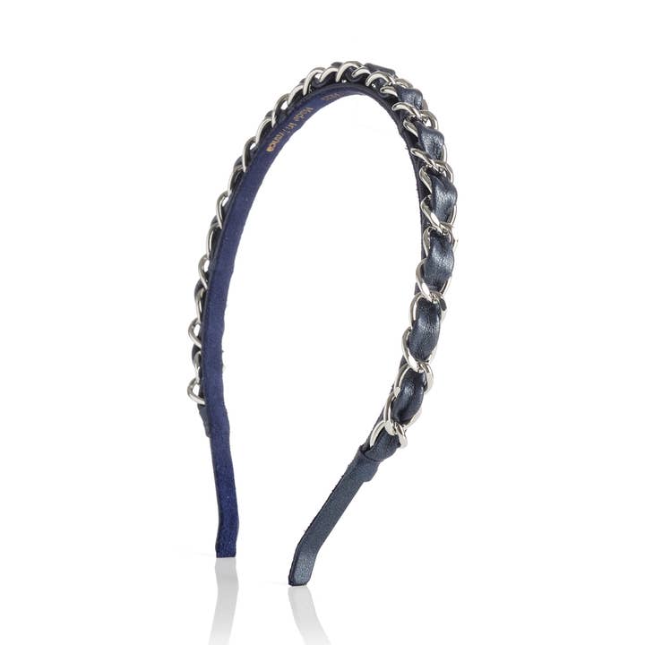 Tiara de couro com corrente prateada KELLY por atacado de Valérie Valentine