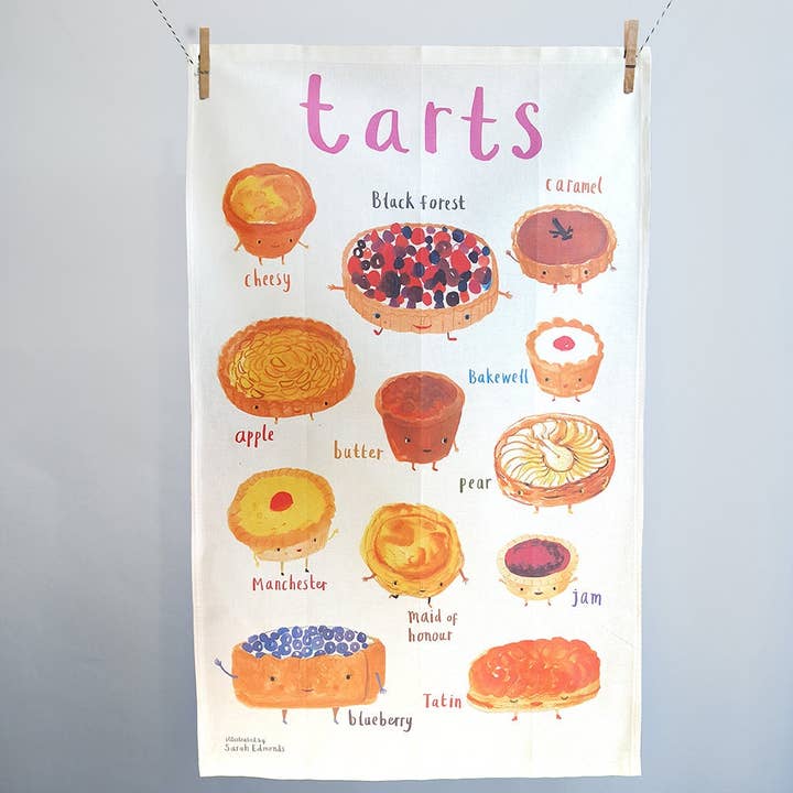 Sarah Edmonds Illustration - Wholesale Tea Towel - Tarts Cotton Tea Towel1
