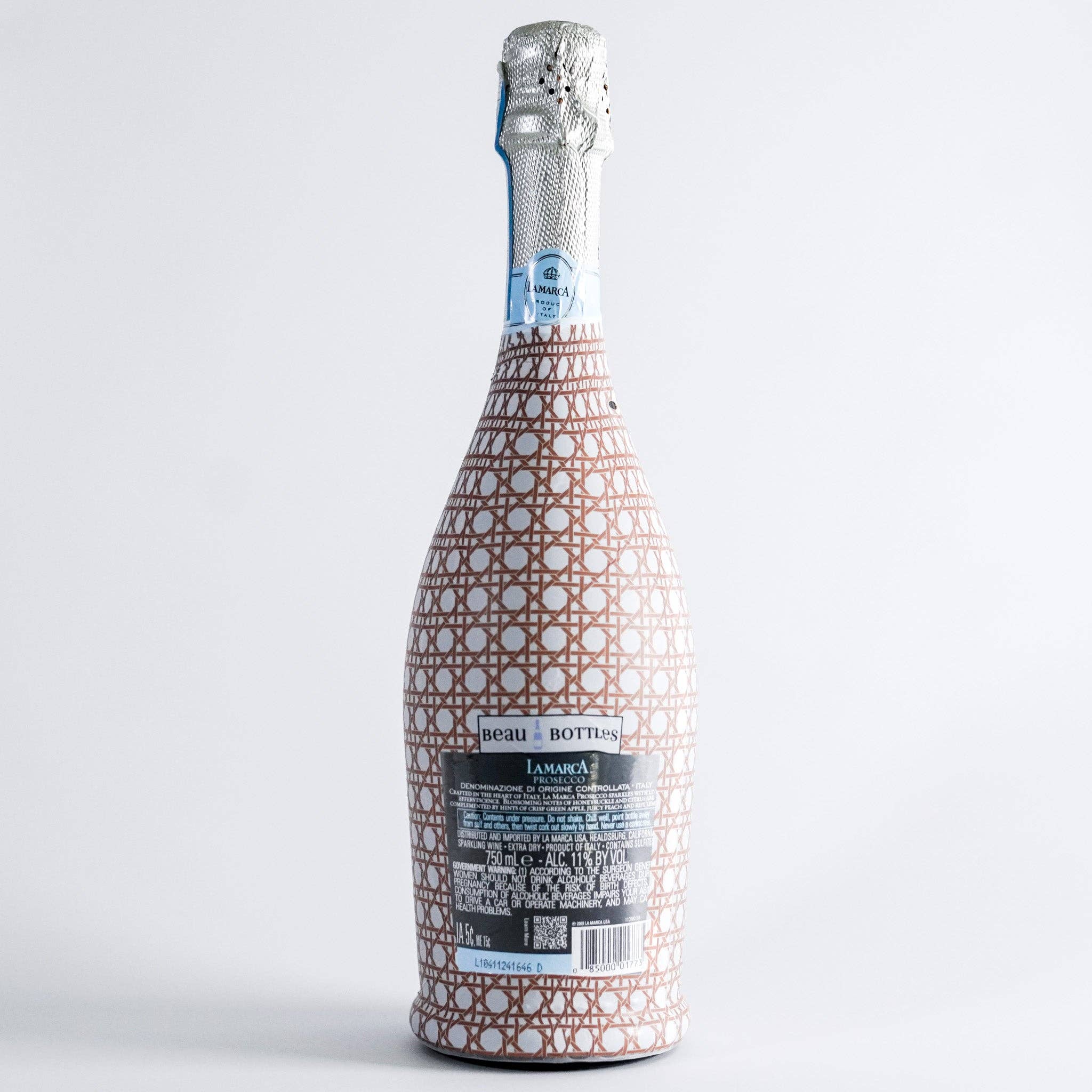 Beau Bottles - Wholesale Wine Gift Bag - Beau Bottles Brown and White Cane - Prosecco Collection1