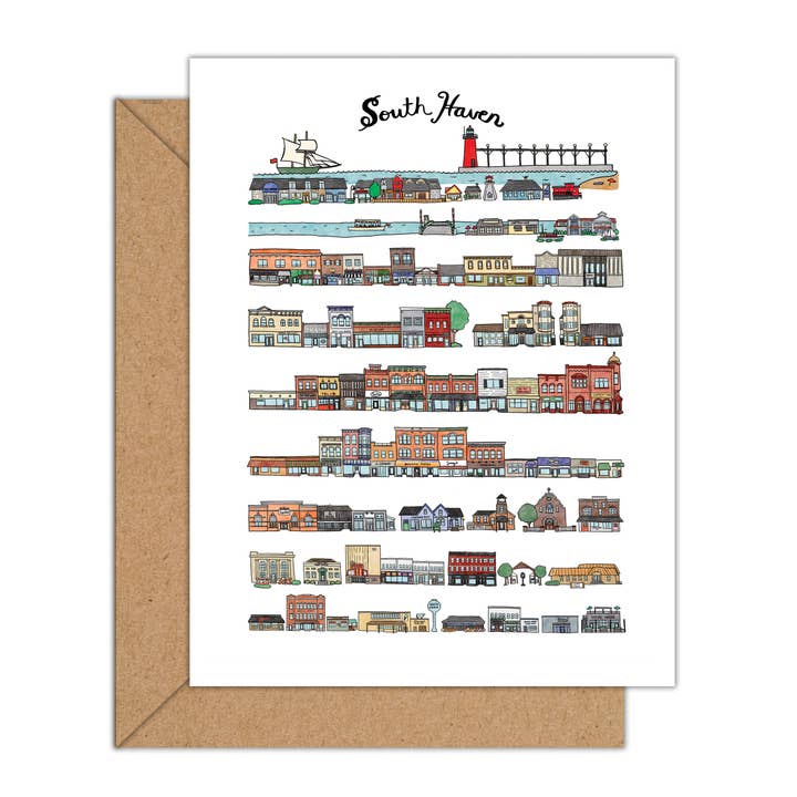 Carte South Haven, Michigan pour la vente par Jodi Lynn's Emporium of Doodles