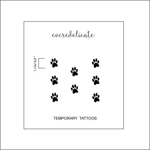 encredelicate - Vendita all'ingrosso Tatuaggi temporanei - Tatuaggi temporanei impronta di zampa di gatto (set da 8)3