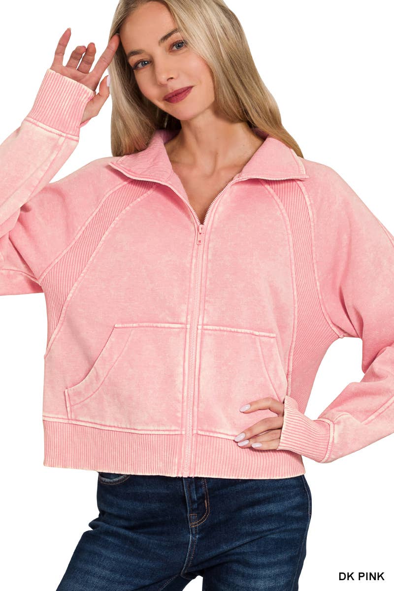 Vanilla Monkey – Blusão - Mulher por atacado – Casaco Acid Wash Zip Up Fleece2