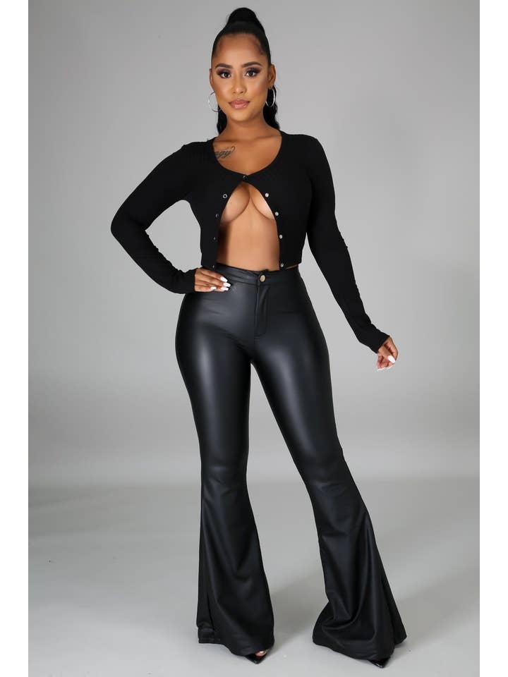 5besties inc - Wholesale Pants - Women's - Faux Leather Bell Bottom Pants.5