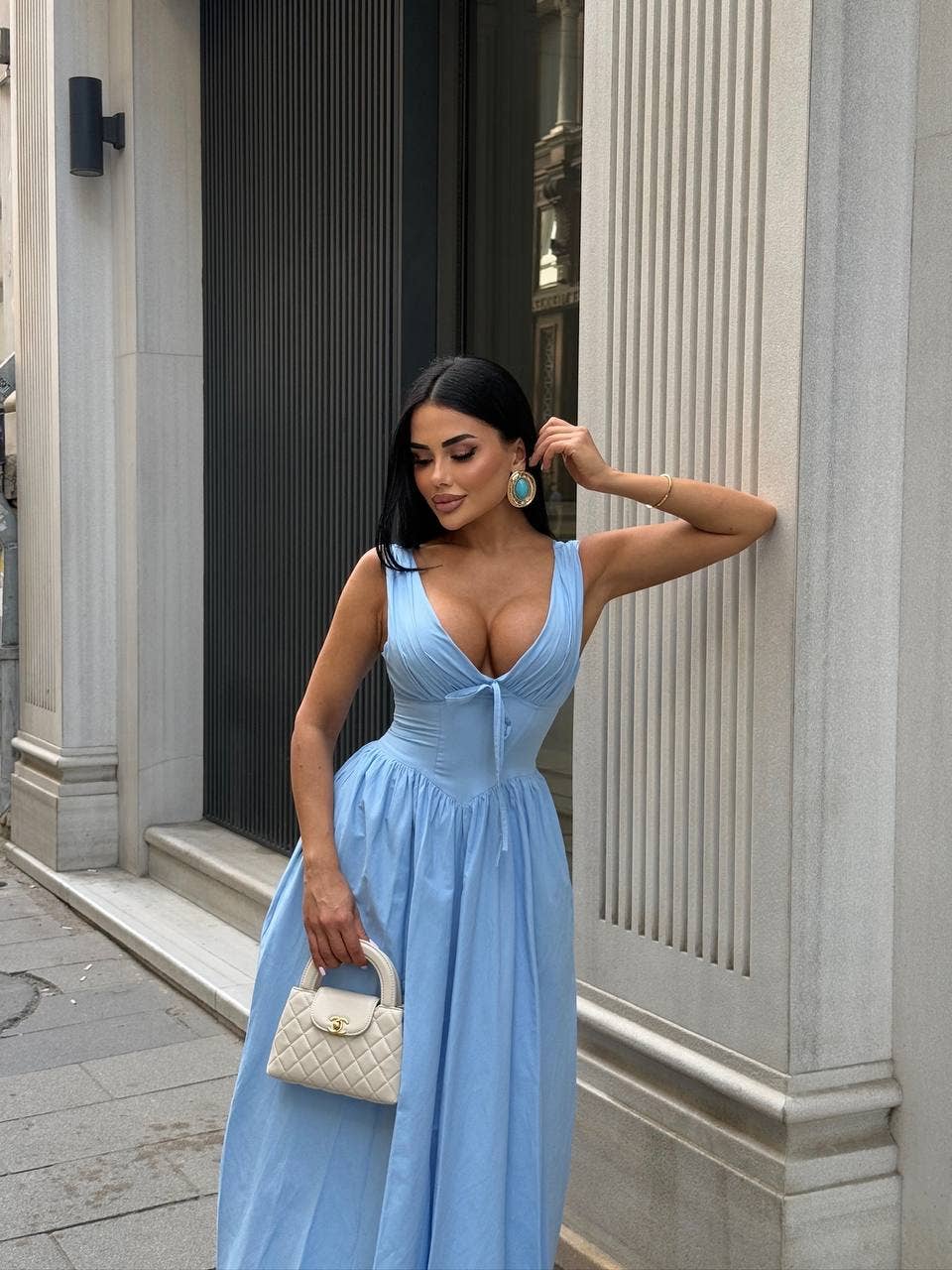 Standpoint Top – Vestido - Mulher por atacado – Vestido Riviera Maxi – Corpete – Laço Frontal – 120130