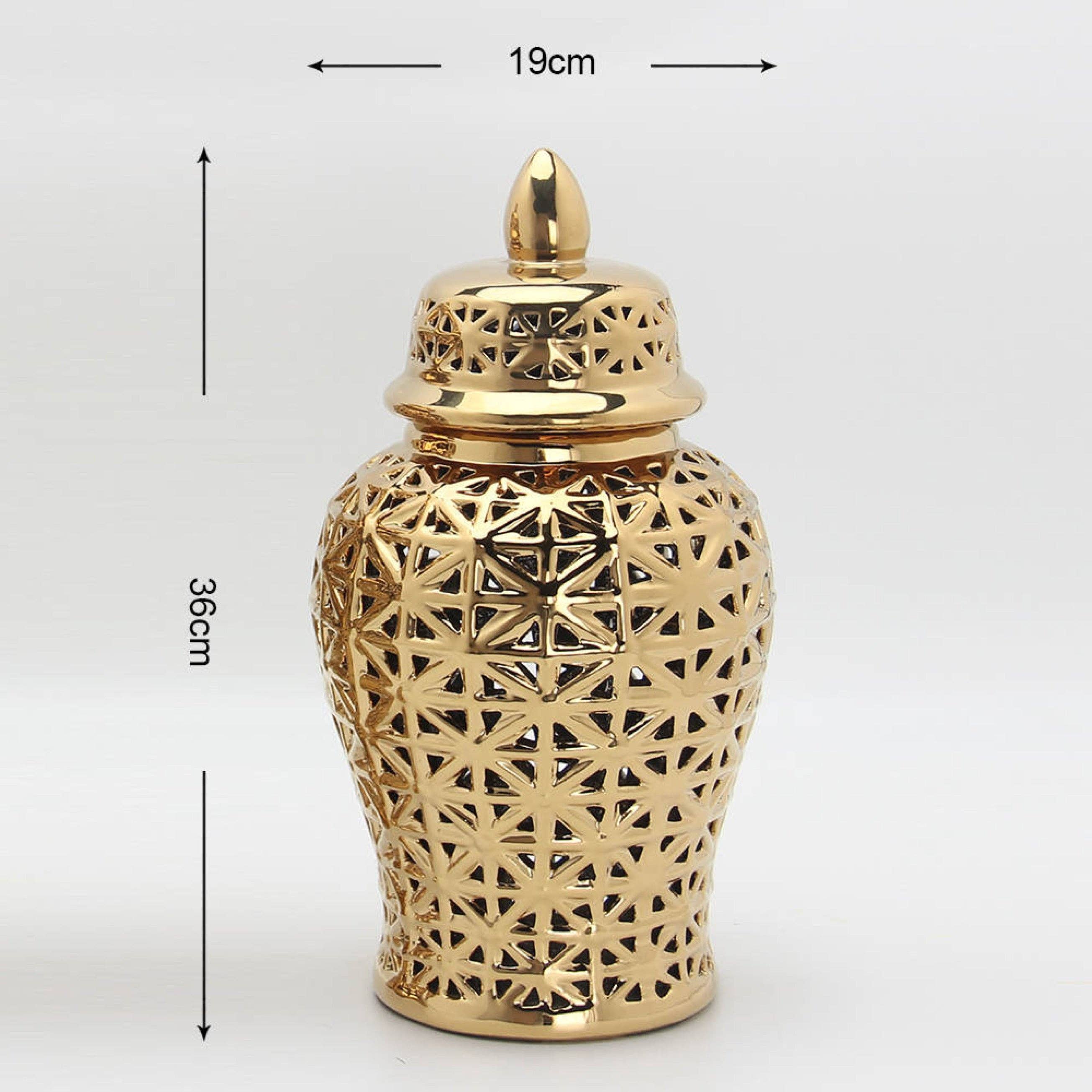 Noori Rug - Wholesale Decorative Jar - Aria Gold Ginger Jar (Multiple sizes)0
