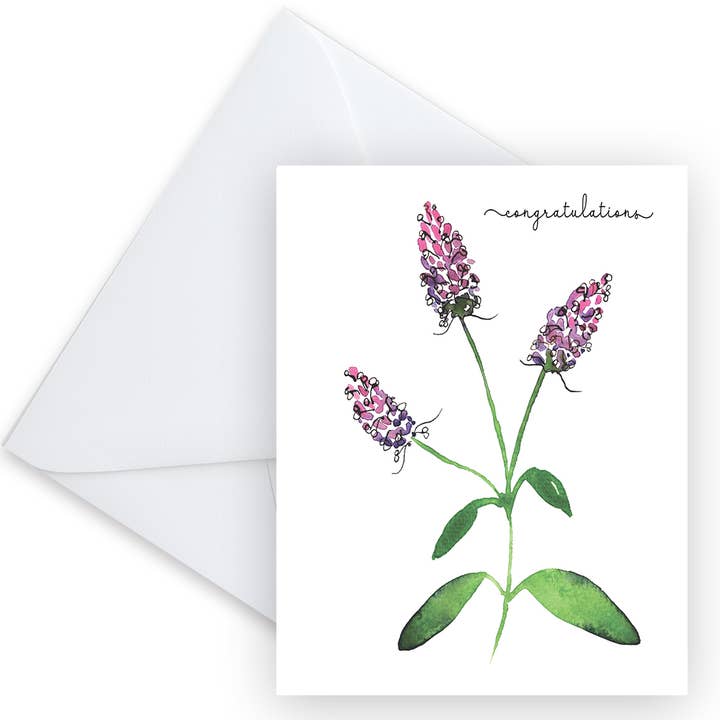 Félicitations BuddleiaSusan Carte de Vœux pour la vente par KCM Studio INK