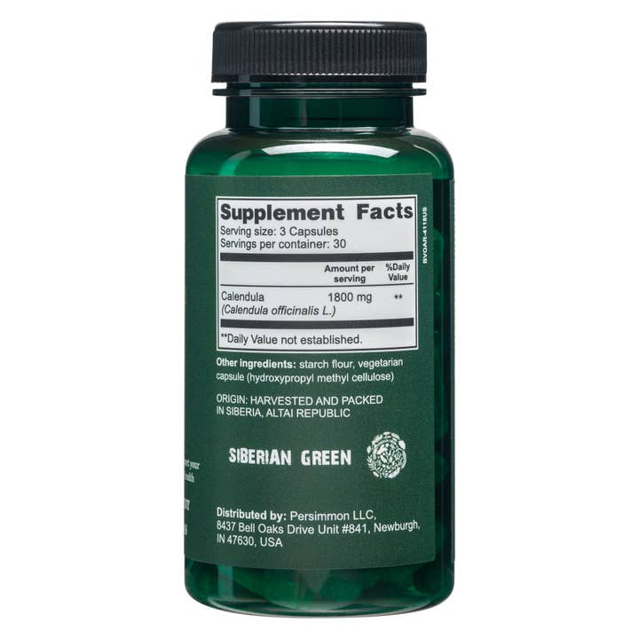 SiberianGreen - Wholesale Oral Supplement/Vitamin - Siberian Wild Calendula Capsules – 1800mg – 90 Vegan Capsules