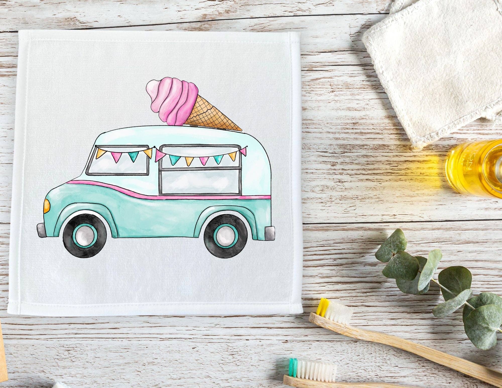 MerikaArt - Vente Gant de toilette - Gant de toilette camion de glace2