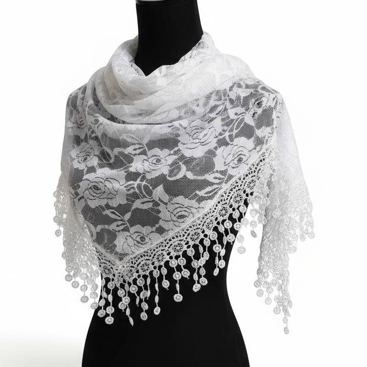 Rose Pattern Lace Scarves Church Veil SS629 (12pcs) for wholesale by TAPA fashion