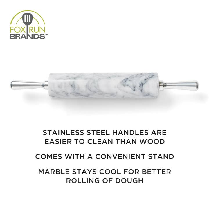 Fox Run Brands - Vendita all'ingrosso Mattarelli - Mattarello Fox Run Marble, bianco, 2,5" x 47,5" x 3"7