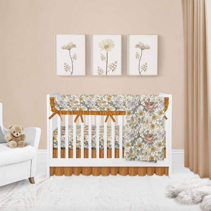 JLIKA - Wholesale Bedding Set - Kids & Baby - Vintage Floral Crib Bedding Set Baby Bedding Set 4 Pieces