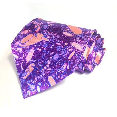 Purple Bacteria Necktie (Two Side) for wholesale by Vivid Biology