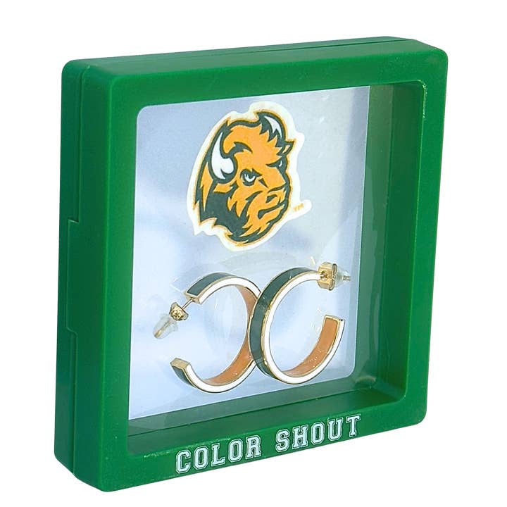 Color Shout - Wholesale Hoop Earrings - E206 - NDSU : North Dakota State University 50/50 Enamel Hoops1