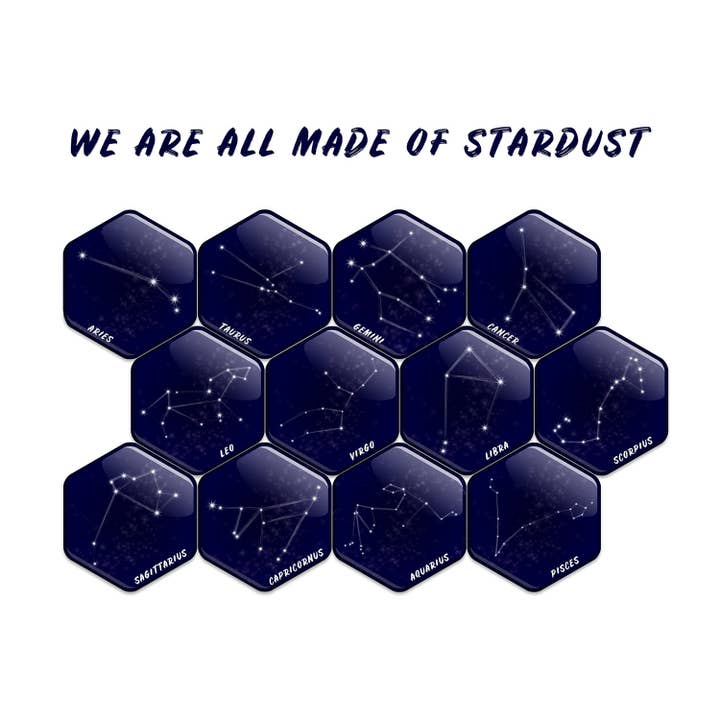 12 aimants de réfrigérateur Zodiac Constellations, cadeaux, hexagonaux, cadeaux uniques, aimants d'astronomie, cadeaux astronomiques pour la vente par ArtyHills
