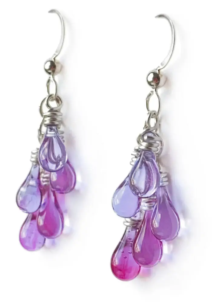 Sundrop Jewelry - Wholesale Dangle Earrings - Sonoma Glass Cluster Earrings, Pinot Noir0