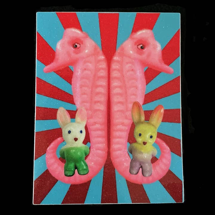 Coat of Arms with Seahorse Twins and Bunnies for wholesale by Aimee Miller Art