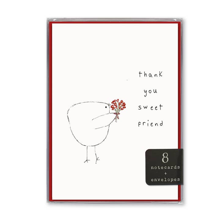 Thank You Sweet Friend Notecards - Set of 8 Embellished for wholesale by Susan Case Designs