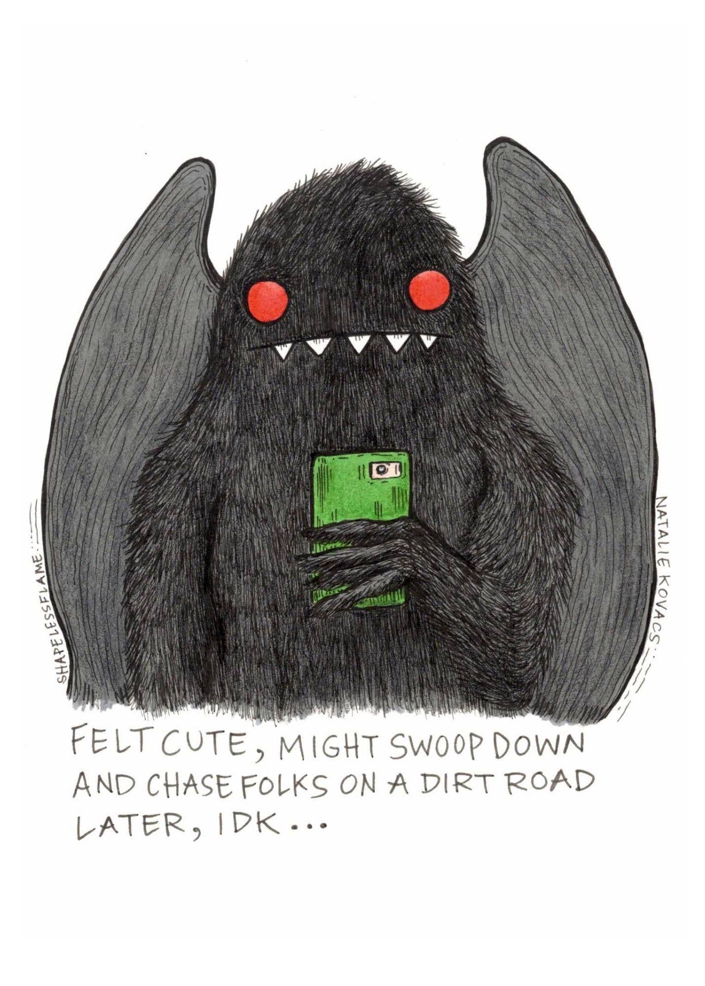 Shapelessflame - Vente Affiche d'art - Impression artistique en feutre de Mothman, 5 x 71