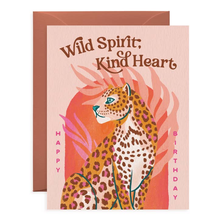 Wild & Kind Leopard | Birthday Card | Leopard Print | Cat for wholesale by O.O.M.F. Creative
