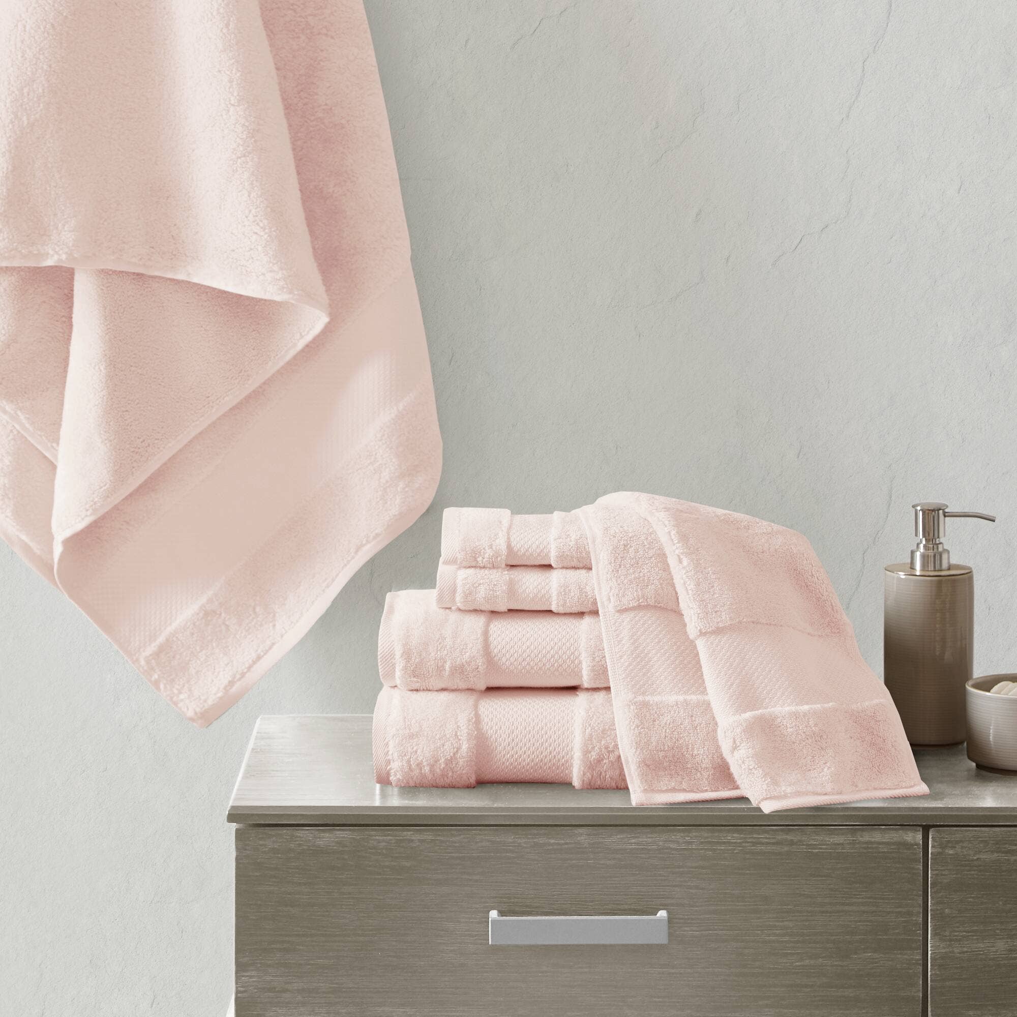 Olliix - Vente Ensembles de serviettes - Ensemble de serviettes de salle de bain 6 pièces en coton turc, blush0