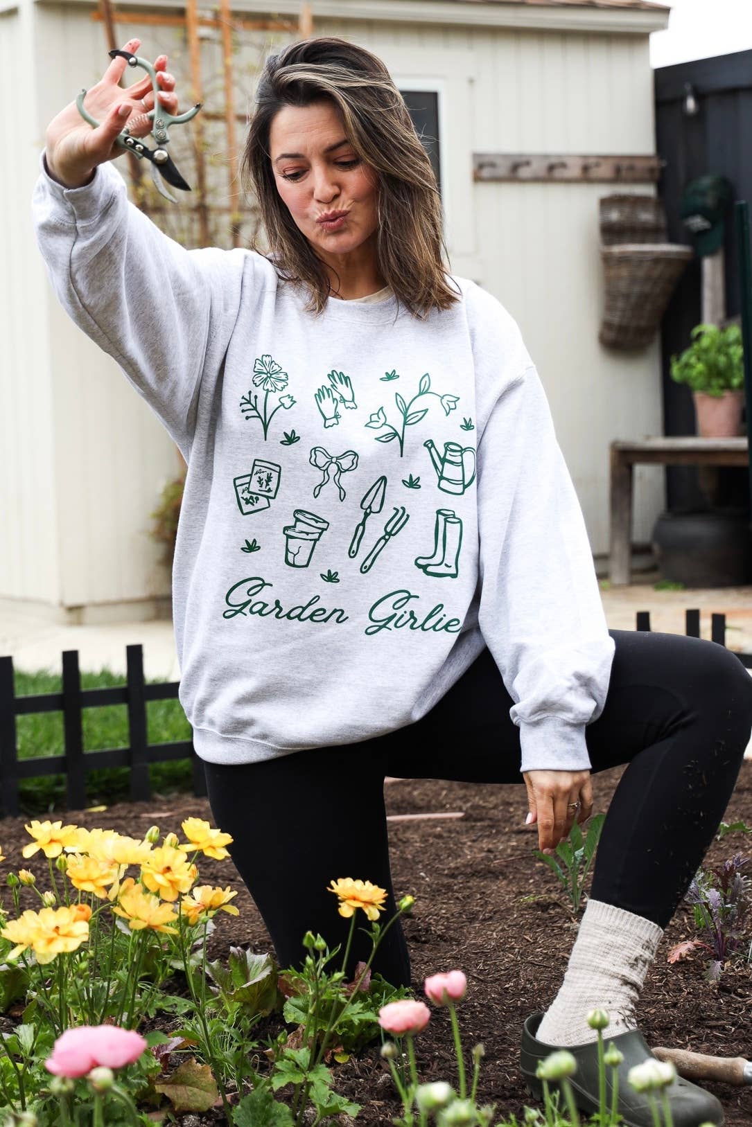 Not From Malibu - Wholesale Graphic Sweatshirt - Women's - Garden Girlie Crewneck Sweatshirt0