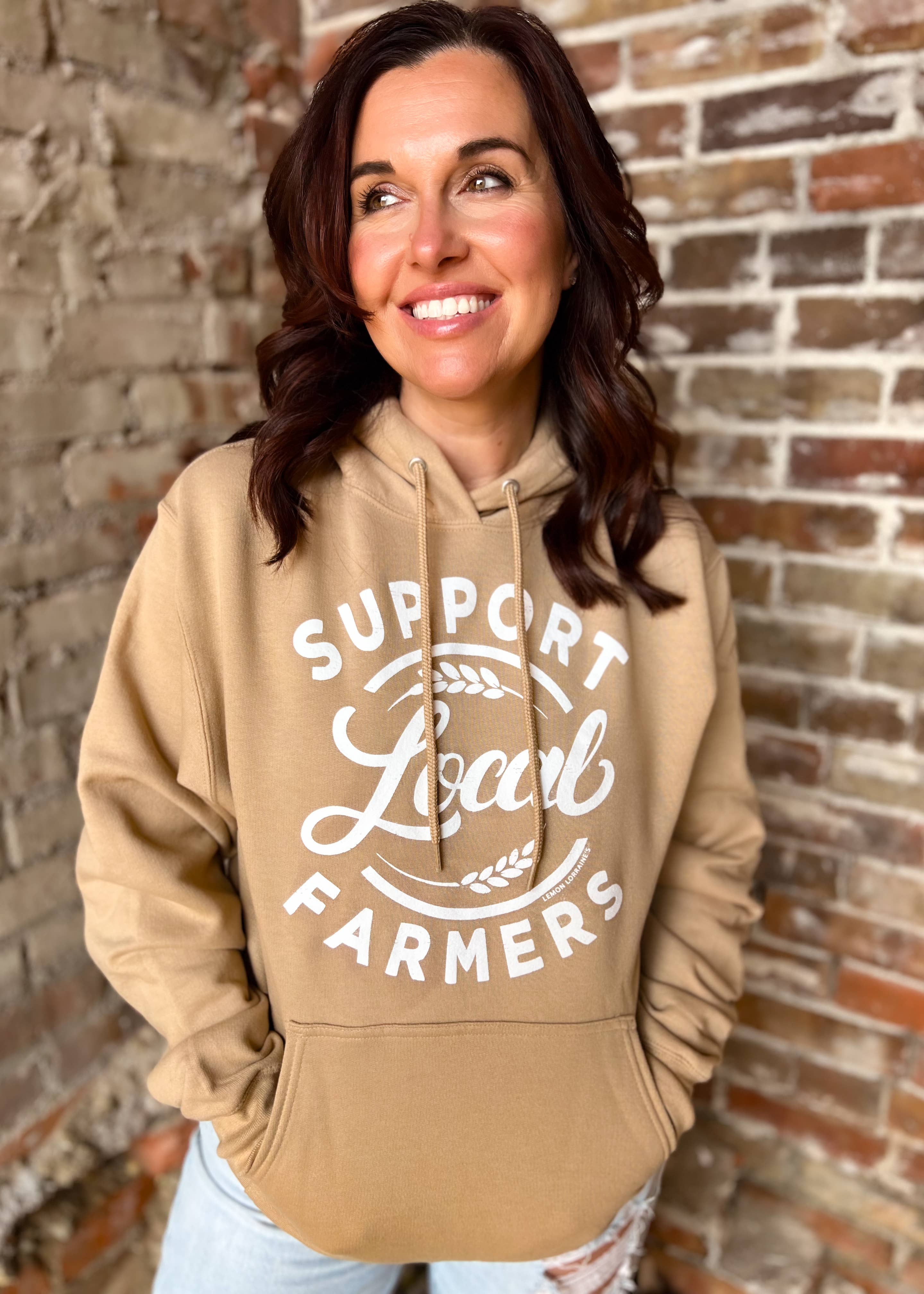 SUPPORT YOUR LOCAL FARMERS - Sand Hoodies for wholesale on Faire4