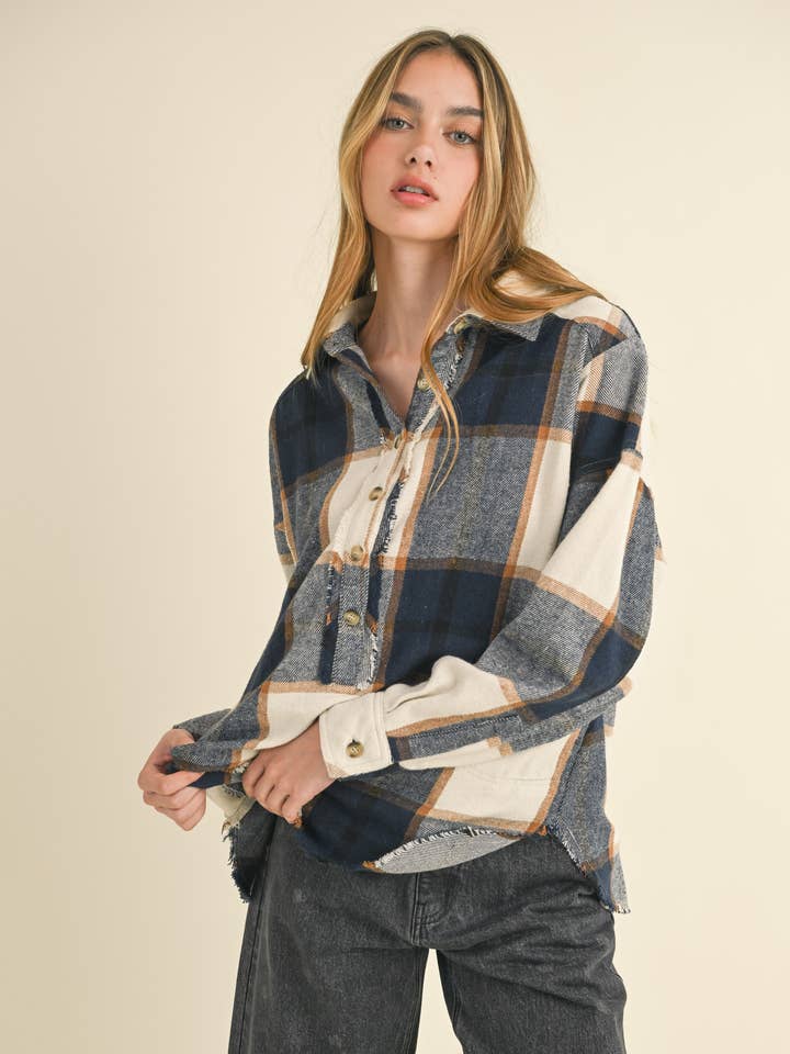 T3847 PLAIDMØNSTRET PULLOVER TOP MED LOMME for engroshandel hos MIOU MUSE